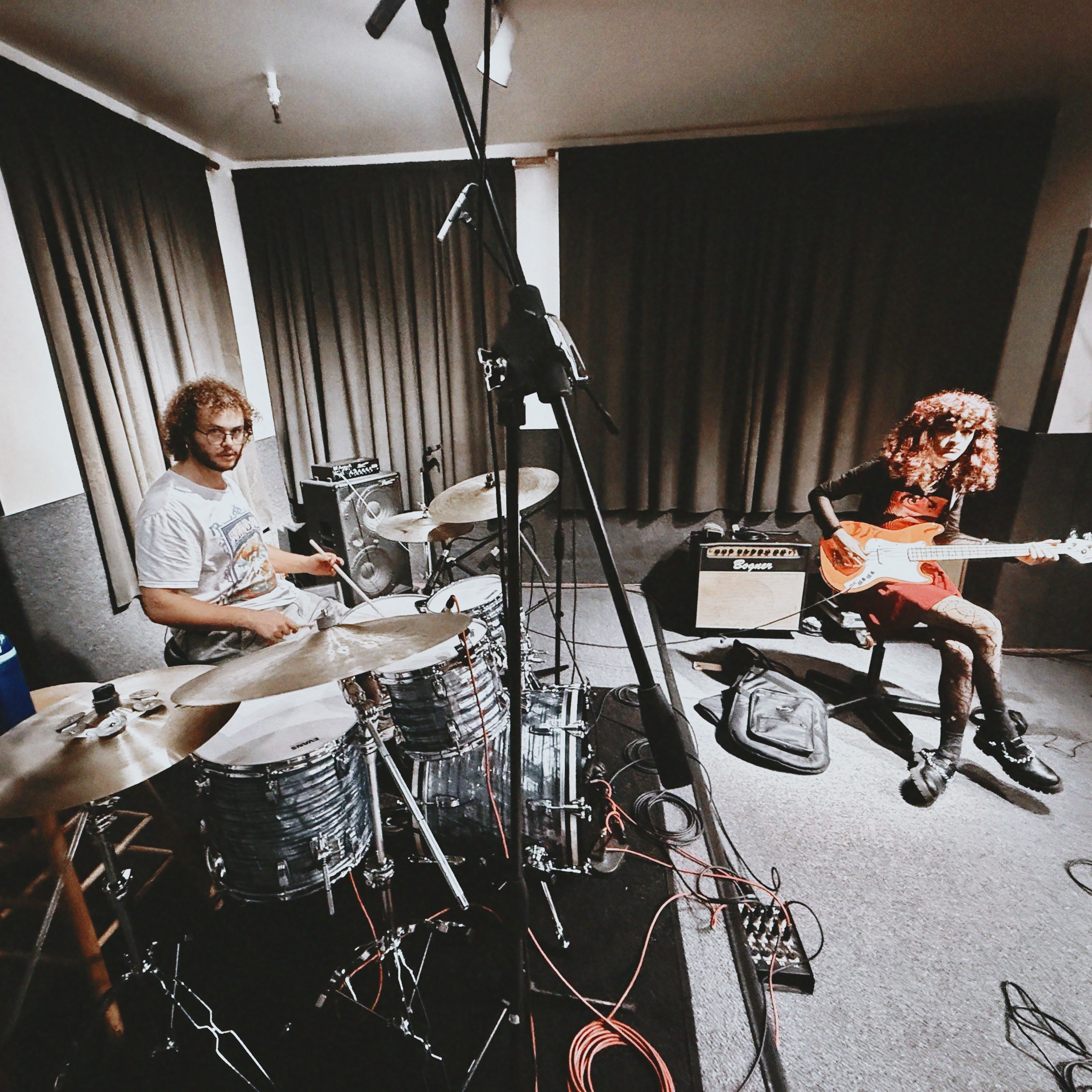 Drums and bass during recording at Euphoria Studios