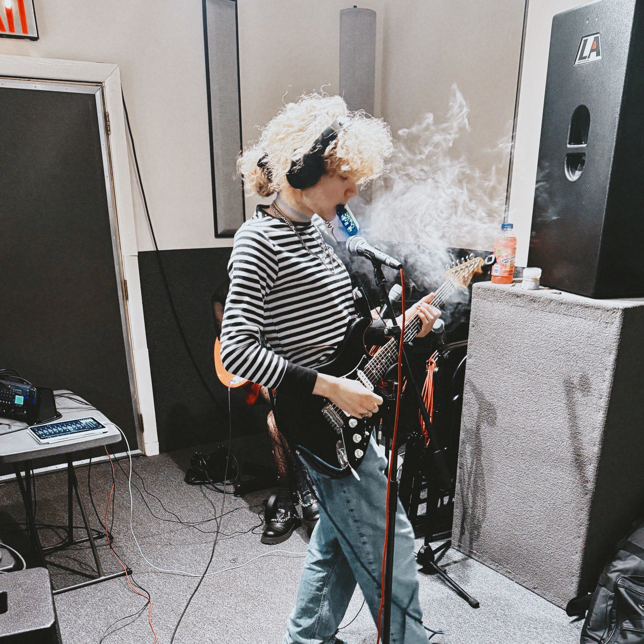Stephen playing guitar at Euphoria Studios