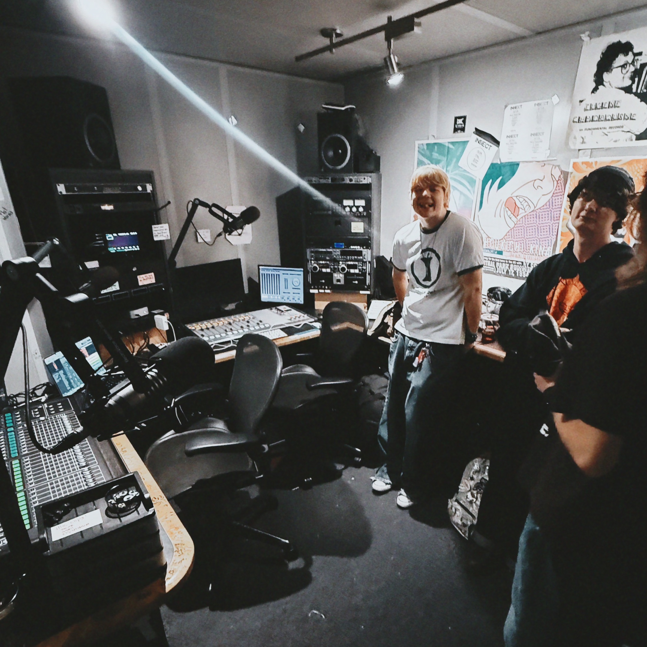Band members in the WNYU radio studio