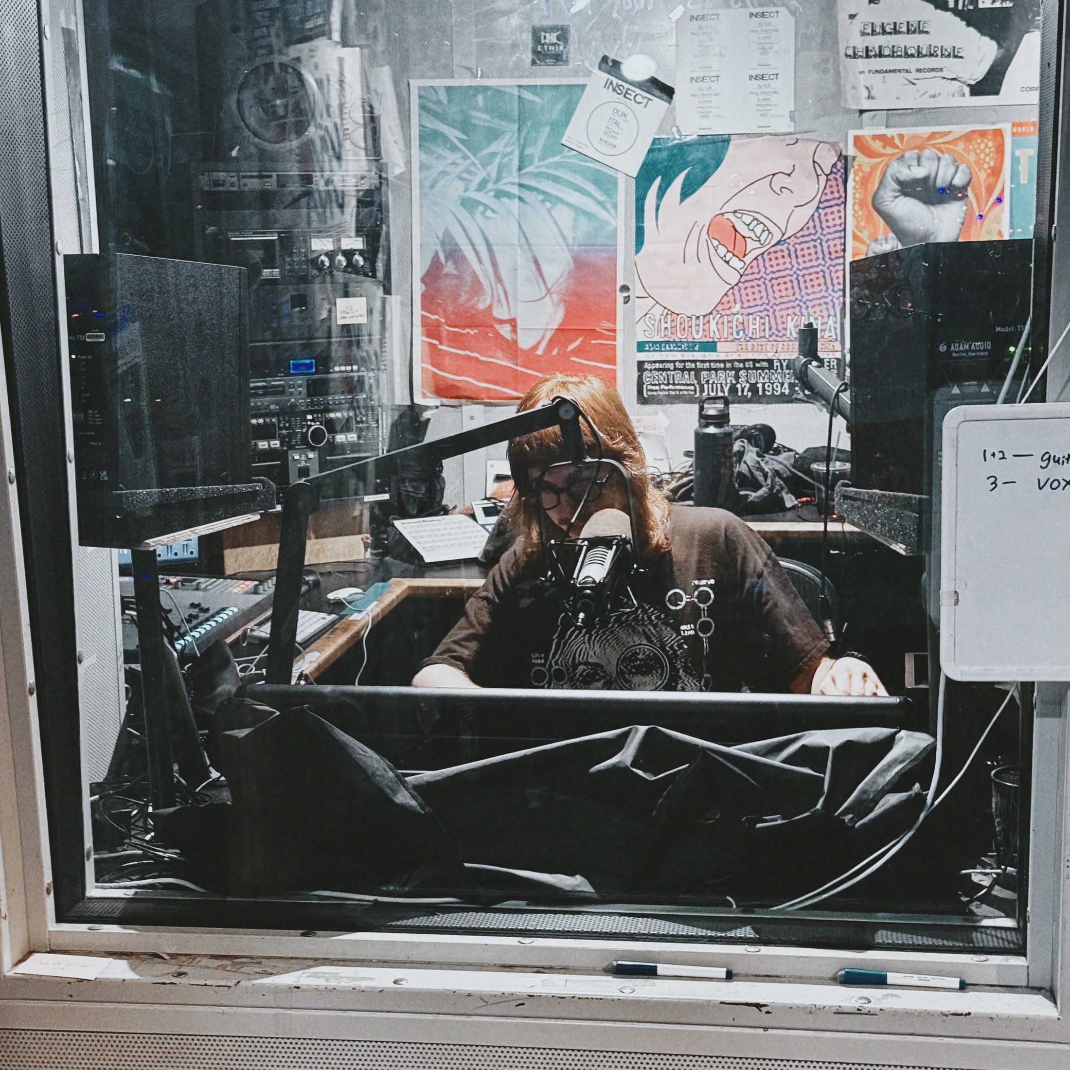 Jake at the microphone in the WNYU booth